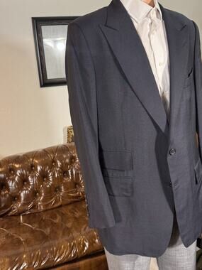 Tom Ford Navy Blue Cashmere Mohair peak Lapel Blazer Suit Jacket 56IT 44R US Men